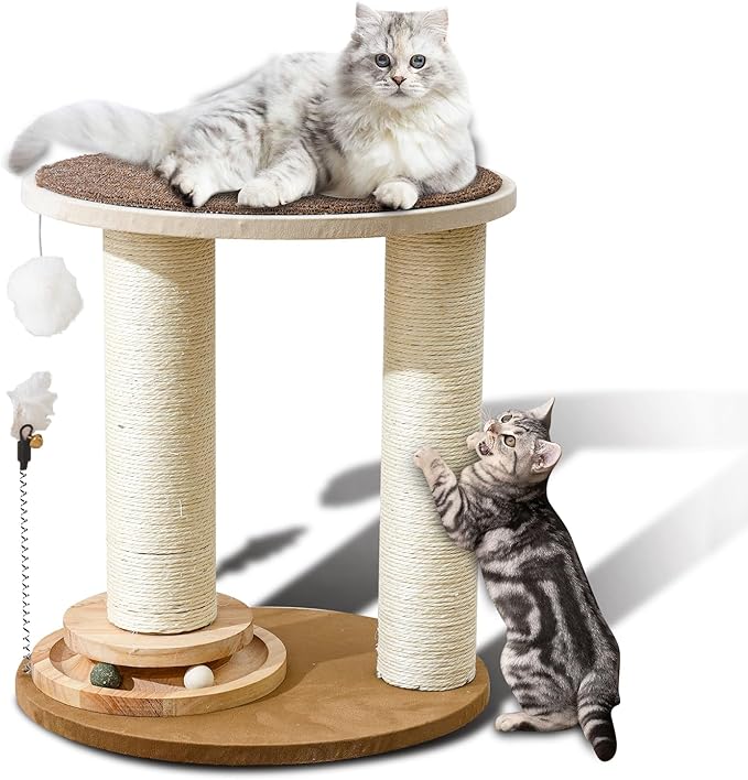 Wood Cat Tree Tower with Scratching Posts โ Handmade Cat Condo for Indoor Cats โ Cat Scratcher & Resting Platform โ Stable & Stylish Cat Furniture