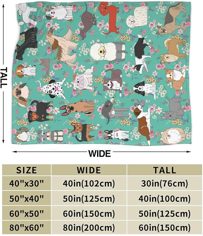 Dog Gifts Blanket 60"X50" Bed Throw Blanket Soft Lightweight Cozy Warm Blankets for Kids Teens Men Women
