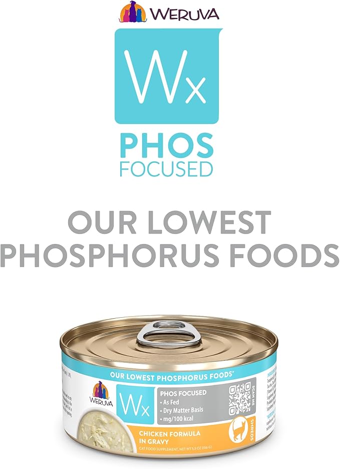Weruva Wx Phos Focused Chicken Formula in Gravy 5.5oz Can, Pack of 8