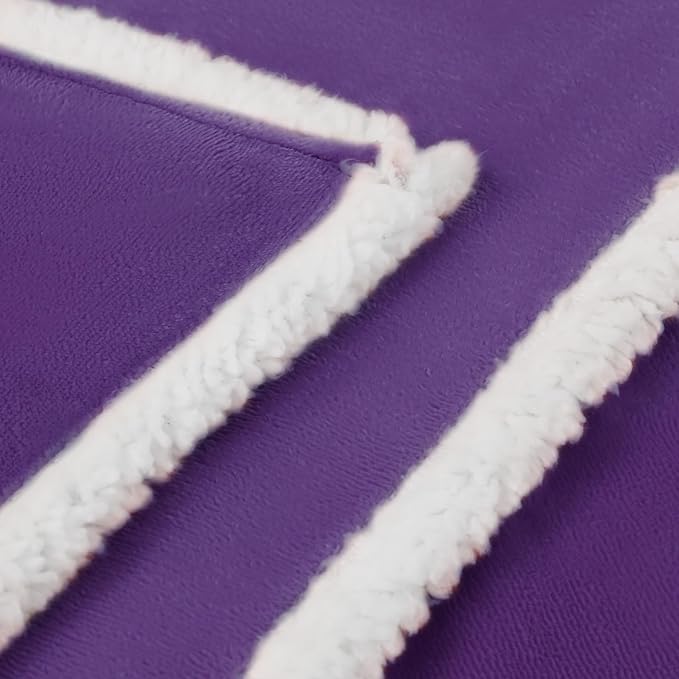 Luciphia Waterproof Bed Blanket Washable,Soft Sherpa Fleece Puppy Reversible Throw Blankets for Small Medium Dog Cat,Furniture Cover Protector Couch from Liquid Pee and Pet Fur,Purple White,57" x 40"