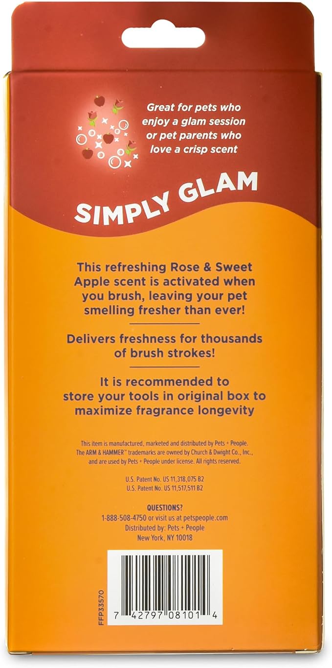 Arm & Hammer “Simply Glam” Dog Grooming Slicker Deodorizing Brush with Fragrance Transfer Technology – Scented Self-cleaning Slicker Brush for Shedding, Scented for Dogs with Sweet Apple & Rose Scent