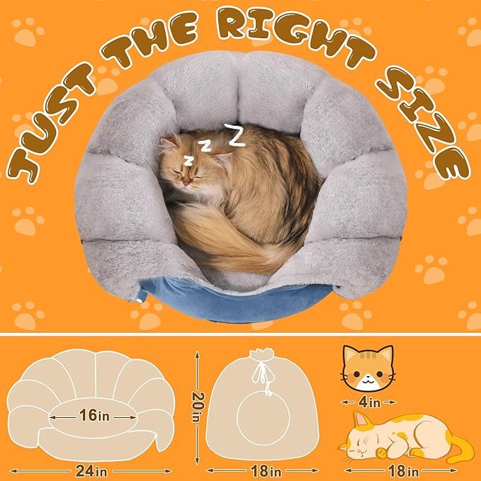 Rywell Heated Cat Bed, Versatile Heated Cat Bed Indoor for All Seasons, Soft & Cozy with Timer & Temp Adjustable, for Indoor Cat&Small Dog
