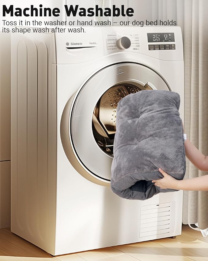 Dog Bed for Crate for Small Dogs, Machine Washable Bed Plush Pet Kennel Pad with Non-Slip Bottom, Pet Sleeping Mat, 23x17 Inch, Dark Gray