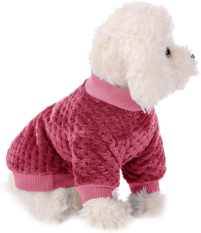 Dog Sweater, 2 or 3 Pack Dog Sweaters for Small Medium Dogs or Cat, Warm Soft Flannel Pet Clothes for Dogs Girl or Boy, Dog Shirt Coat Jacket (Small, Burgundy+Rosy)