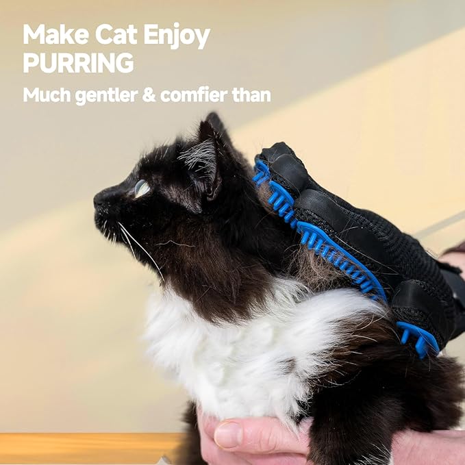 4-in-1 Pet Grooming Kit - Deshedding Rake, Fine Tooth Comb, Grooming Gloves & Massage Brush for Dogs & Cats - Remove Loose Hair, Reduce Shedding, Detangle Mats (Grooming Rake Set)