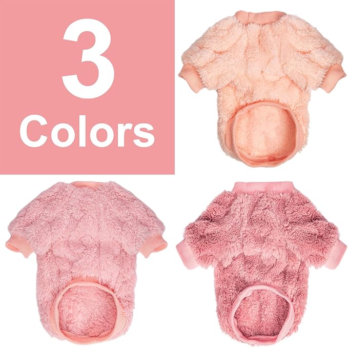 Dog Sweater, 3 Pack Dog Sweaters for Small Dogs or Cats, Girl or Boy, Warm Dog Clothes Shirt Coat for Winter Christmas (Peach, Dark Pink, Light Purple, XX-Small)