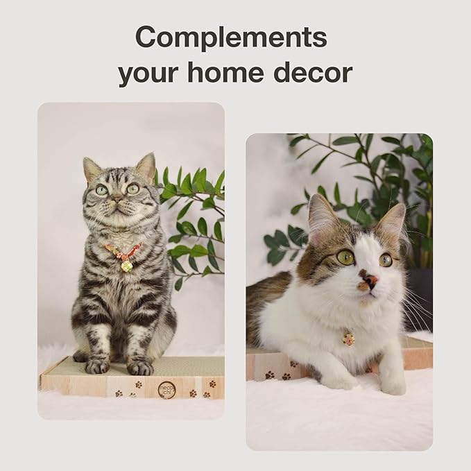 Necoichi Cardboard Cat Scratcher Bed for Indoor Cats - Cat Scratching Board (16" Regular, a.Oak Lounge)