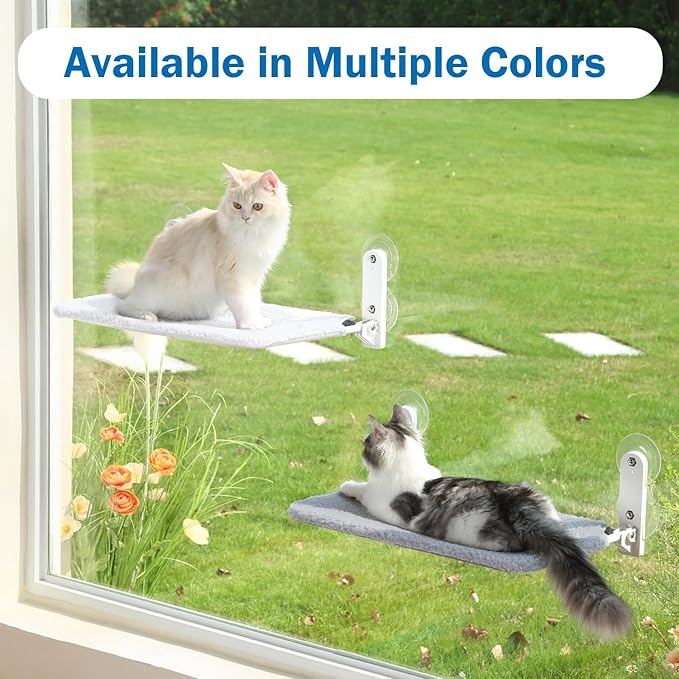 Zakkart Easy Fold Cat Window Perch - Cordless, Fold-Up, Zip Closure Embeded Machine Washable Bed Cover, Robust Metal Frame - Cat Hammock for Window for Large Cats and Kittens (Gray, Medium)