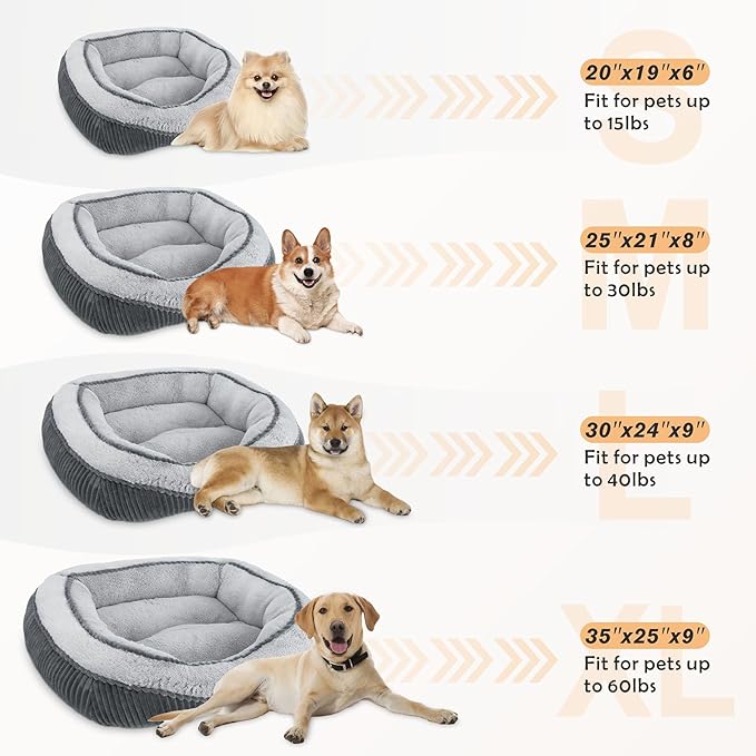 SIWA MARY Dog Beds for Small Medium Large Dogs & Cats. Washable Pet Bed, Orthopedic Dog Sofa Bed, Luxury Wide Side Fancy Design, Soft Calming Sleeping Warming Puppy Bed, Anti-Slip Bottom