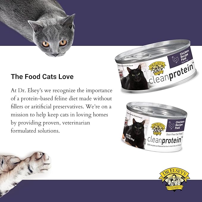 Dr. Elsey's cleanprotein Chicken Recipe Wet Cat Food, Pate 5.3 oz cans (Pack of 24)