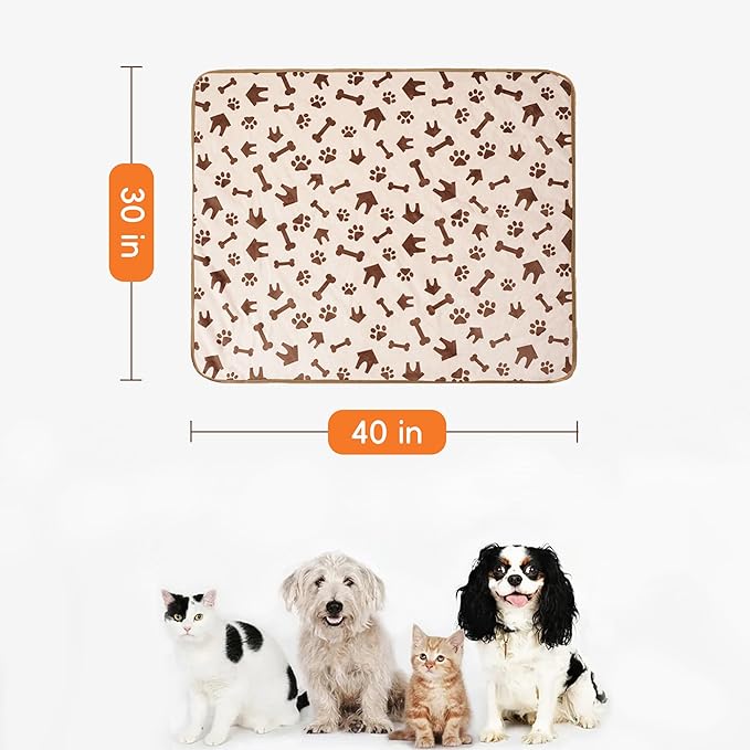 Waterproof Dog Blankets Pet Blanket, 30"x40" Cat Blanket for Indoor Cats, Soft Fluffy Sofa Car Bed Protector, Reversible Sherpa Fleece Puppy Blanket for Small Medium Dogs (Beige-House)