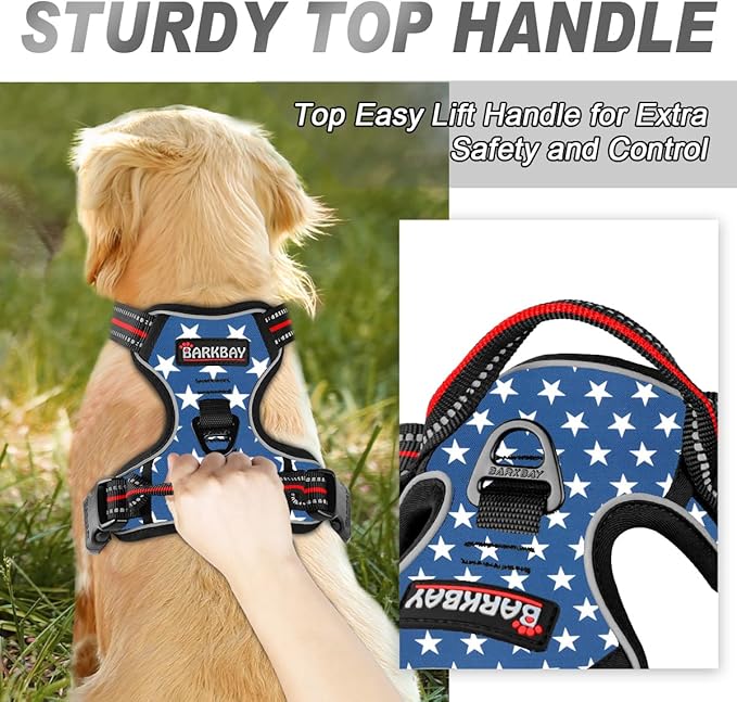 BARKBAY No Pull Dog Harness Front Clip Heavy Duty Reflective Easy Control Handle for Large Dog Walking(Star,XS)