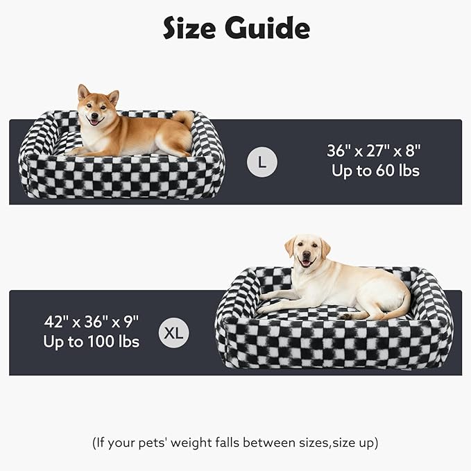 JOEJOY XL Dog Beds Large Sized Dog, Rectangle Washable Orthopedic Corduroy Fleece Pet Bed with Removable Zipper Cover, Cute Soft Calming Puppy Bed with Non Skid Bottom