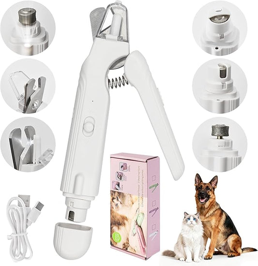 2-in-1 Led Cat Dog Nail Clipper & Nail Grinder with Lights,Rechargeable Pet Nail Trimmers with Nail File,Protective Guard,Quick Sensor,Pet Claw Clippers for Large Medium Small Dogs Cats Rabbits