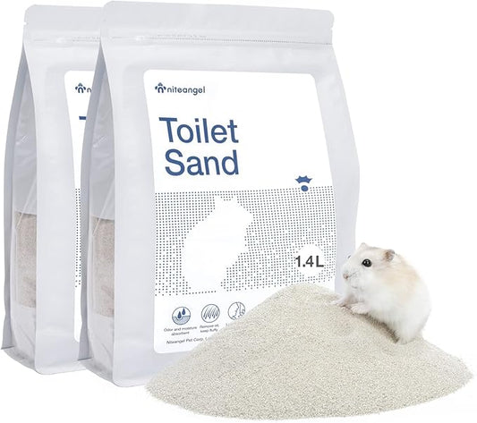 Niteangel Training Litter Potty Sand - Hamster Sand Bath for Syrian Dwarf Hamsters Gerbils Mice Lemming Degus or Other Small-Sized Pets ((1.4 L X 2 - Blue Label)