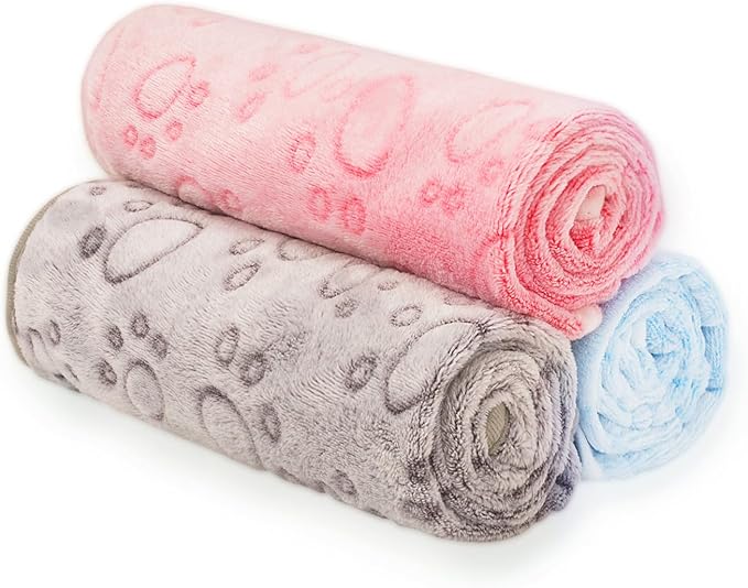 LeapSheep Pet Blankets for Dogs Cats - 3Pack Heart Pattern Super Soft Fluffy Dog Blankets for Small Medium Large Doggy Kitten (Light, Large)