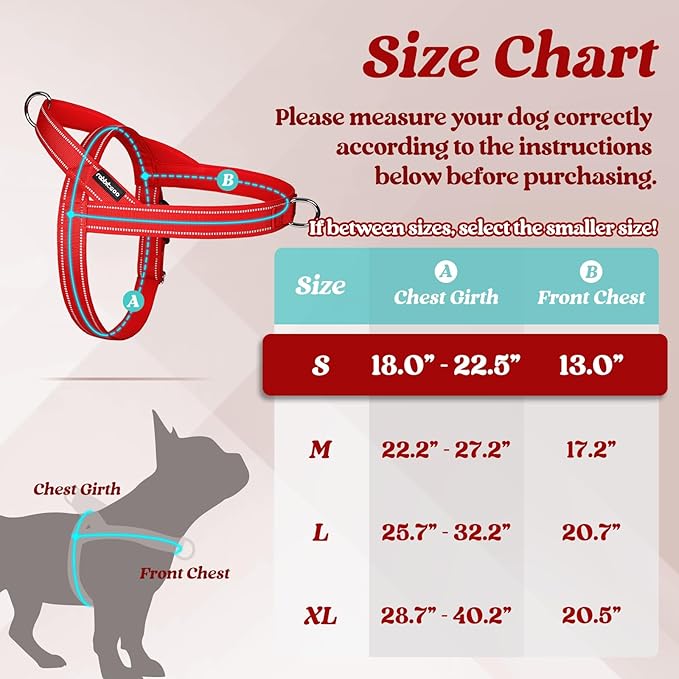 rabbitgoo Dog Harness No Pull, Quick Fit for Small Dogs with Soft Padded Handle, Chest Adjustable Reflective Pet Vest, No Choke Escape Proof for Walking Training, Red S