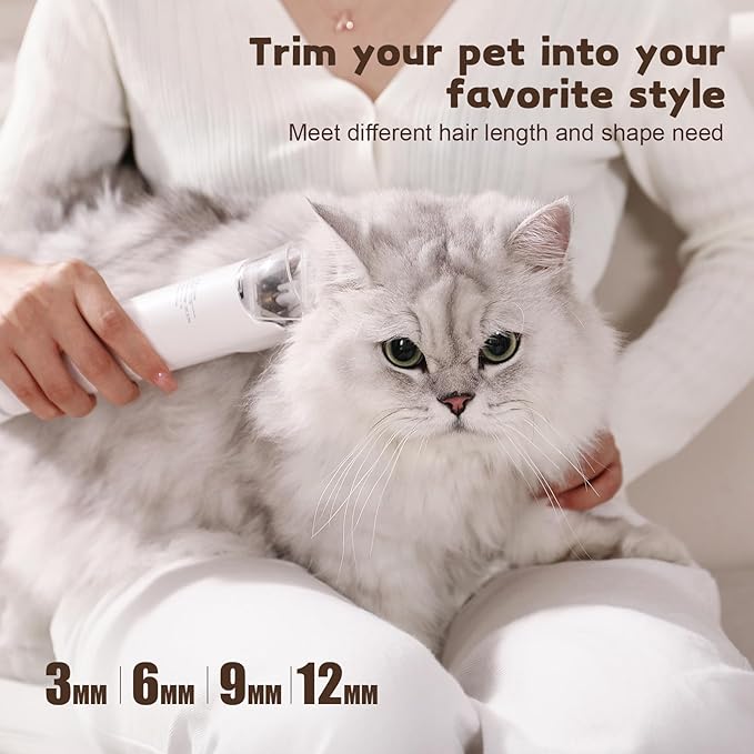 Dog Grooming Kit & Dog Grooming Vacuum, 12Kpa Suction Pet Vacuum Grooming Kit with Low Noise, 3 Suction Mode, 2L Capacity, 5 Pet Grooming Tools for Shedding Cat Hair, Home Cleaning