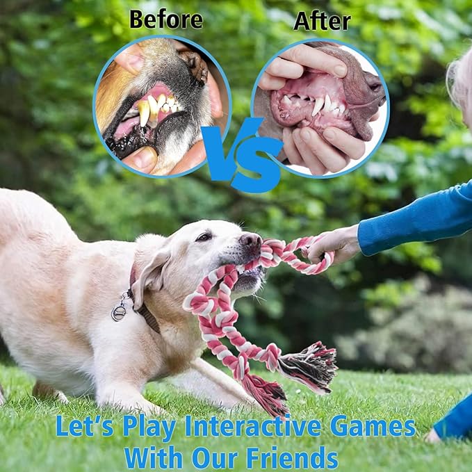 Rope Toy for Dogs,Large Dog Rope Toys for Aggressive Chewers, Heavy Duty Dog Toys for Large Medium Breed, Indestructible Tough Chew Toys Tug of War Dog Toy Cotton Rope for Teeth Cleaning