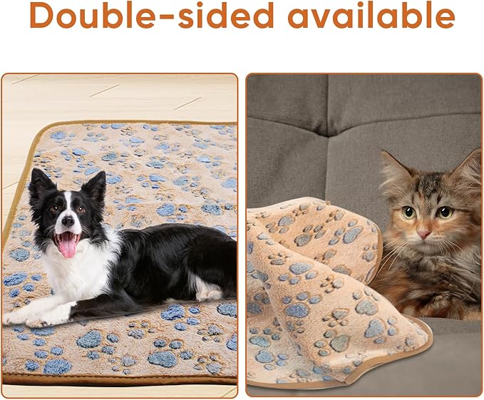 1 Pack 3 Waterproof Dog Blanket for Small Dogs, Washable Pet Blankets with Double -Sided Soft Warm Flannel Fleece Cover, Puppy Pads for Dog Bed & Couch (Brown, S (23X16 inch))