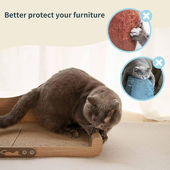 23.6" x 11.8" Large Cat Scratcher Couch, Sofa Shaped Cat Scratcher Bed Cardboard, Cat Couch Scratcher for Indoor Cats, Furniture Protector Stylish, Reversible Design