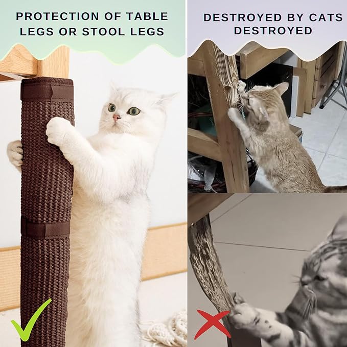 JanYoo 2 Pieces Cat Scratcher Mat for Table Leg Sisal Cat Scratching Pad Scratch Mat for Cat Scratch Pad Rug 19.69 × 9.84 in(Brown)