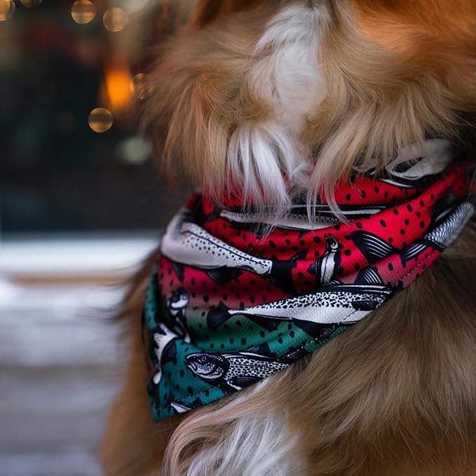 Wilderdog Dog Bandana with Lightweight Quick Drying Poly-Blend Mesh Material in Gone Fishing
