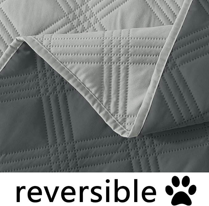 hyha Waterproof Dog Blanket, Reversible Pet Bed Blanket, Soft Sofa Couch Cover for Dogs Washable, Waterproof Pet Couch Covers for Sofa Puppy Cats Furniture Protector(52"x82", Grey/Dark Grey)