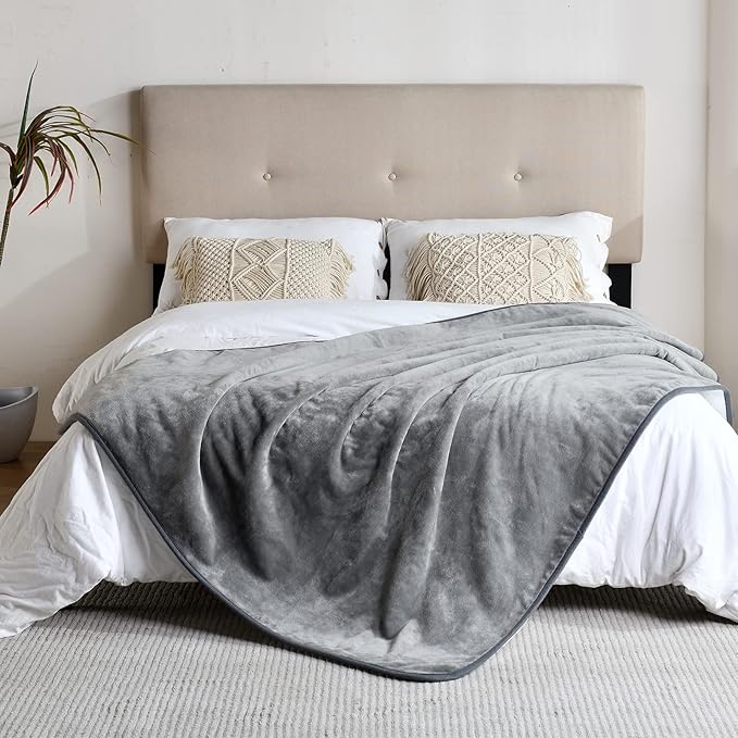 Waterproof Blanket for Bed Couch Sofa, Soft Liquid Pee Proof Pet Blanket for Dog Puppy Cat, Reversible Sherpa Fleece Furniture Protector (Grey, 60x80 inches)