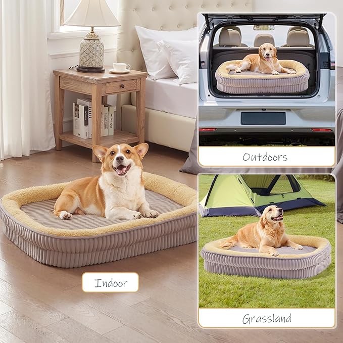 Orthopedic Dog Bed for Puppy,Extra Small Dogs Breeds,Oval Cat Bed,High Density Egg Crate Foam Dog Sofa Beds,Pet Couch Bed with Four Sided Bolster,Removable Washable Cover&Non-Slip Bottom