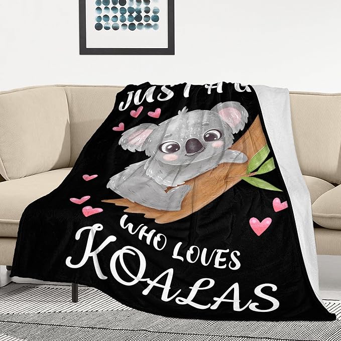 Koala Blanket Ultra Soft Flannel Throw Blanket Just a Girl Who Loves Koalas Blankets for Kids Adults Women Gifts 80"X 60"