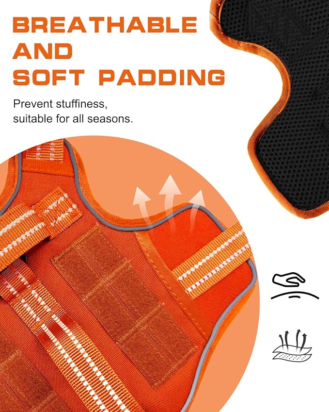 Tactical Dog Harness Medium Sized, Heavy Duty No Pull Dog Harness with Handle, Easy On and Off Service Dog Vest with Molle System, Reflective Pet Vest for Walking Hiking Training