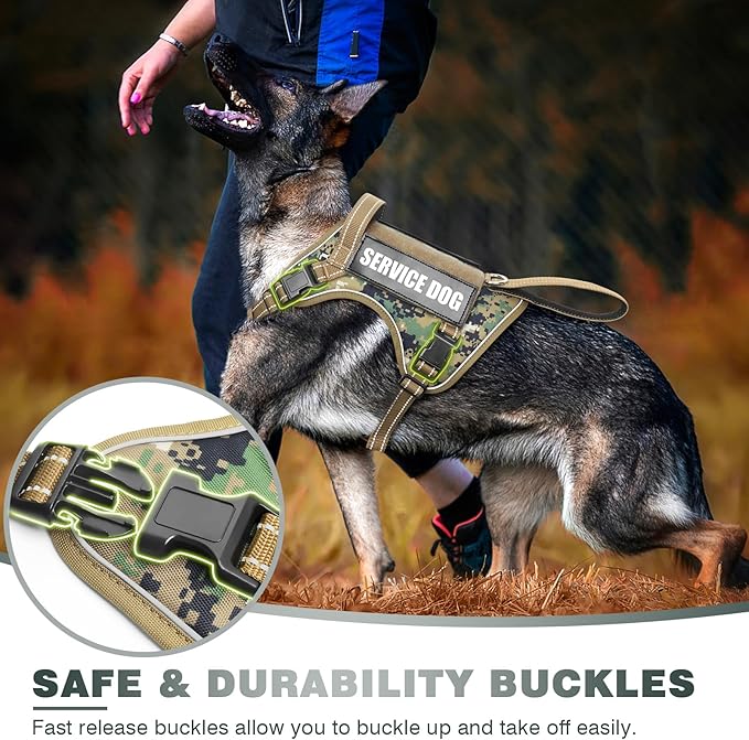 WINSEE Tactical Dog Harness, No Pull Dog Harness for Medium Large Dogs with Handle & Molle, Military Service Dog Vest Harness in Training Pet Harness for Small Dogs