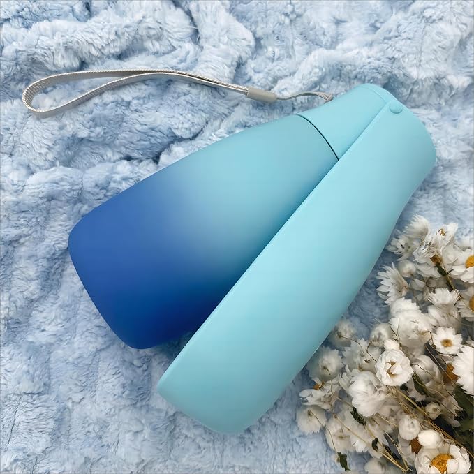 Dog Water Bottle Portable 19Oz - Food Grade Plastic & Leak Proof Puppy Travel Water Bowl Dispenser, Pet Accessories for Outdoor Walking Camping, Dogs Birthday Gifts (Blue)