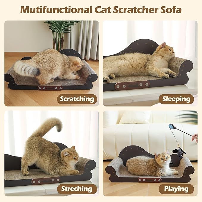 ComSaf Large Cat Scratcher Bed - 26" Cat Scratching Board Cat Couch Scratcher Cardboard, Durable Scratch Lounge Bed, Long Lasting Scartching Pads for Indoor Cats, Furniture Protector