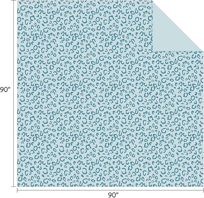 FY FIBER HOUSE Flannel Fleece Throw Microfiber Blanket with 3D Cheetah Print, 90"X90", Lake Blue