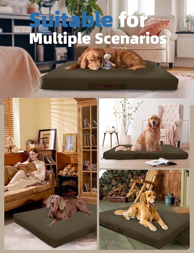 Sytopia 42-Inch Waterproof Chew-Resistant Orthopedic Dog Bed, XL Size for Extra Large Dogs, Supports Up to 90 lbs, Suitable for Indoor and Outdoor Use, Brown