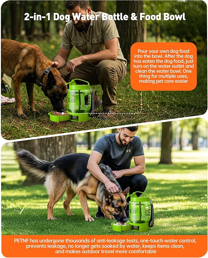 Portable Dog Water Bottle Bowl - 77 oz Travel Water Bowl Dispenser for Dogs Leak Proof, Suitable for Large Pet Drinking, A Must Have for Outdoor, Camping, Walking, Beach, Hunting Other Scenes (Green)