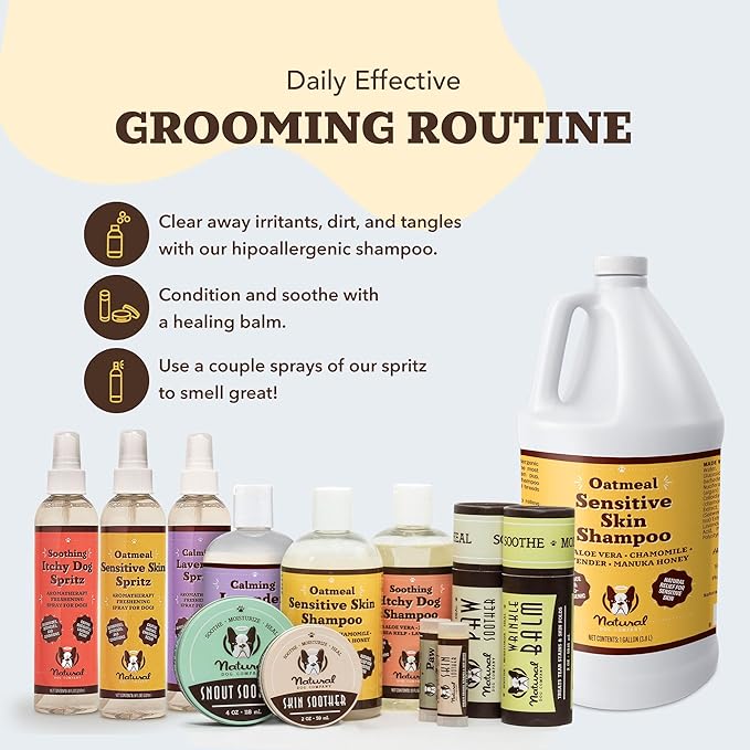 Natural Dog Company Sensitive Skin Deodorizing Spray 8 oz – Hypoallergenic Neutral-Scent Dog Spritz with Aloe, Oatmeal & Lavender – Free of Sulfates, Parabens & Artificial Fragrance