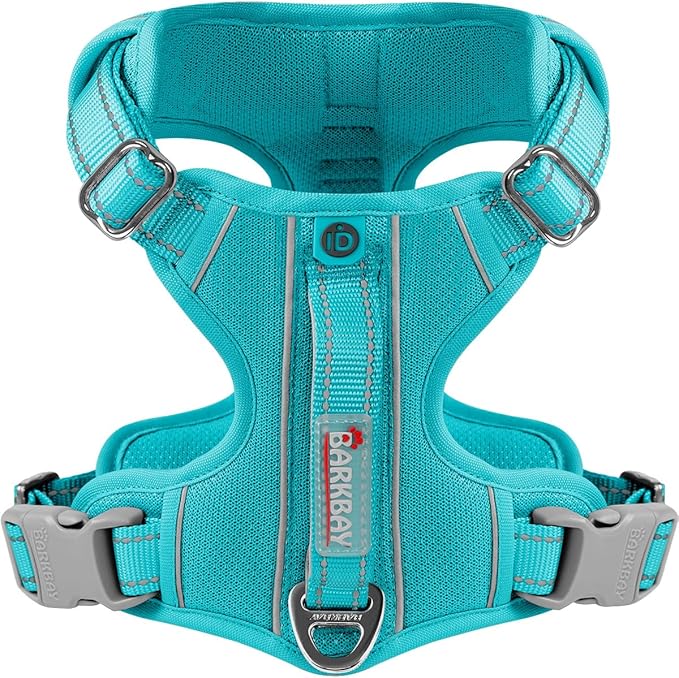 BARKBAY Dog Harness No Pull with ID Tag Pocket - Heavy Duty, Reflective, Easy Control for Large Dogs(Ocean Blue,XS)