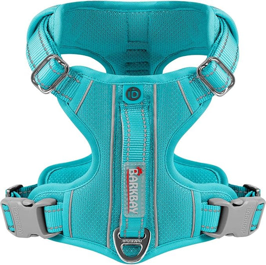 BARKBAY Dog Harness No Pull with ID Tag Pocket - Heavy Duty, Reflective, Easy Control for Large Dogs(Ocean Blue,XS)