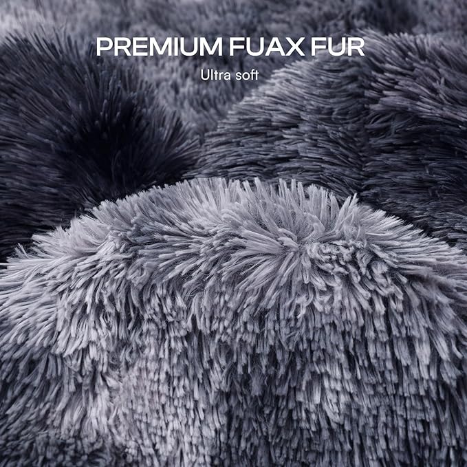 Luciphia Large Waterproof Dog Blanket Pet Washable Liquid Proof Furniture Protector Shaggy Plush Calming Long Faux Fur Bed Cover for Couch Cat Blankets Reversible Protection, Tie-dye Grey, 50" x 60"