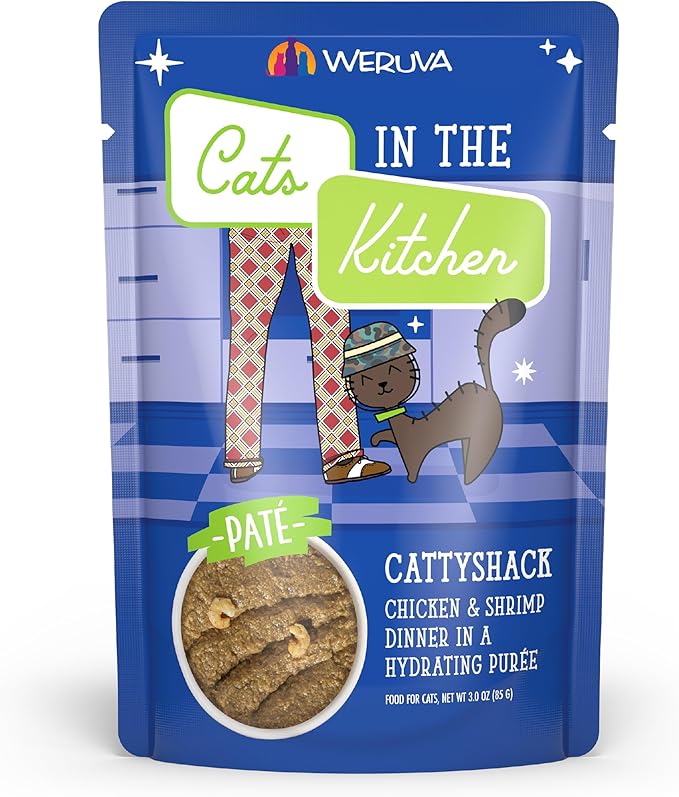 Weruva Cats in The Kitchen Slide N' Serve Grain-Free Natural Wet Pate Cat Food Pouches, Cattyshack, 3oz Pouch (Pack of 12)