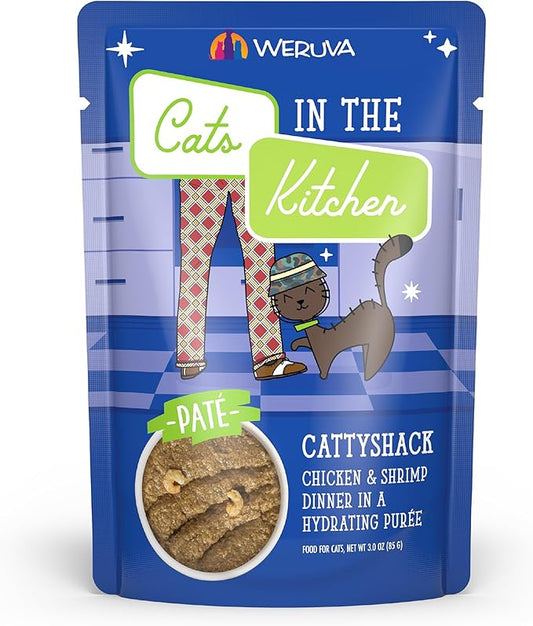 Weruva Cats in The Kitchen Slide N' Serve Grain-Free Natural Wet Pate Cat Food Pouches, Cattyshack, 3oz Pouch (Pack of 12)