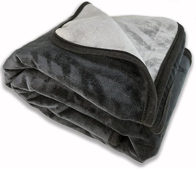 Waterproof, Super Soft, Leak Proof, Totally Pee Proof, EZ-Wash, Two-Color Reversable, Durable, 3 Layer Blanket, (90"x80", Black/Grey) Adults, Pets, Dogs, Cats