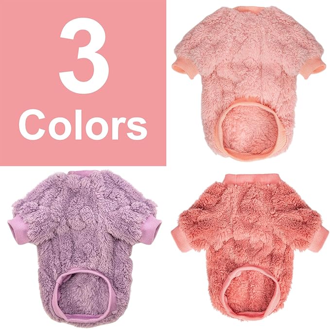 Dog Sweater, 3 Pack Dog Sweaters for Small Dogs or Cats, Girl or Boy, Warm Dog Clothes Shirt Coat for Winter Christmas (Pink, Purple, Rose Red, Medium)