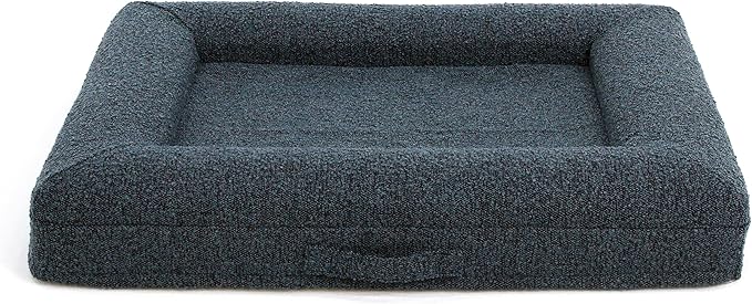 Luxury Boucle Orthopedic Memory Foam Dog Bed with Waterproof Liner and Machine Washable Cover with YKK Zippers (Medium, 37" L x 30" W x 6" Th, Ocean Blue)