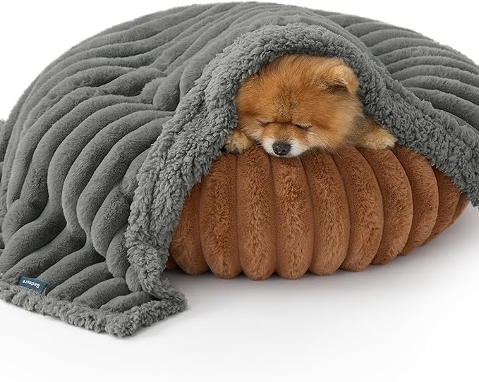 Bedsure Waterproof Dog Blankets for Small Dogs - Soft Puppy Cat Blanket Corduroy Fleece Washable, Cozy Calming Reversible Furniture Protection for Pet Kitten Doggy,25"x35", Warm Grey