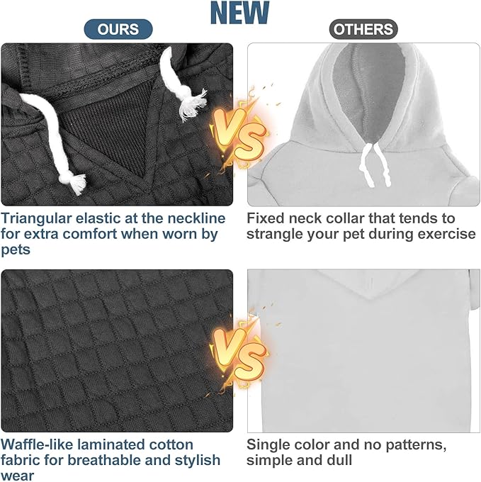 BEAUTYZOO Dog Hoodie for Small Medium Large Dogs, Winter Fall Warm Dog Clothes for Puppy S M Sized Dogs Girl Boy, Dog Sweater Shirt Hoodies with Pocket Bulldog Pitbull Cat Clothing Coat- Black