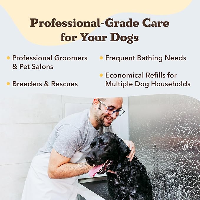 Natural Dog Company Sensitive Skin Dog Shampoo Gallon – 128 oz Oatmeal Hypoallergenic Formula with Aloe, Manuka Honey & Chamomile – Soothes Itchy, Dry, Flaky Skin – Groomer & Multi-Dog Household Size